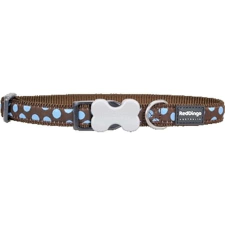 Red Dingo Red Dingo DC-S2-BR-ME Dog Collar Design Blue Dots on Brown; Medium DC-S2-BR-ME